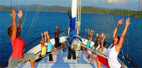 Yoga sailing holiday scenery